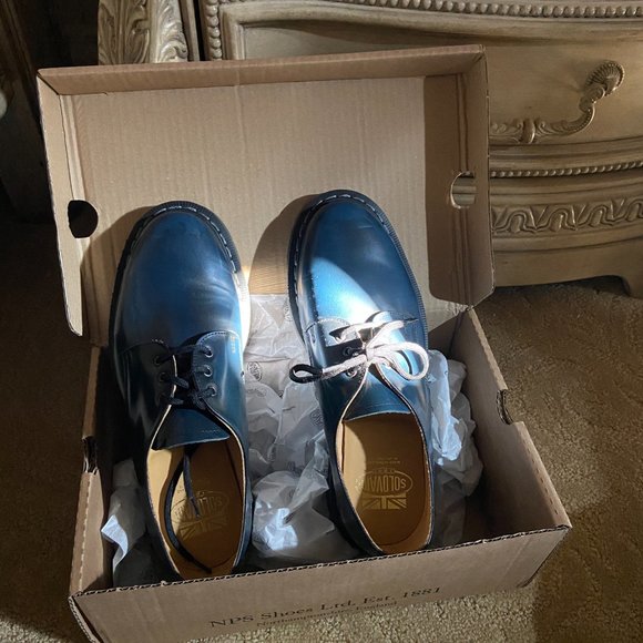 Solovair last shape 2499 Navy Rub-Off 3 Eye Gibson Shoe, M 7 W8 - Picture 2 of 7